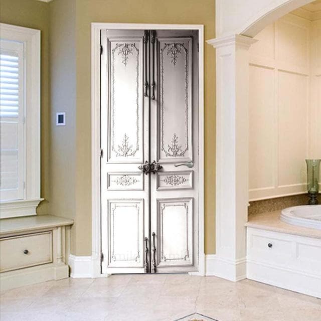 3D Scenery Porch Vinyl Door Sticker For Bedroom Home Decor Self Adhesive Removable Wall Decal Door Renovation Waterproof Poster 40x120cm(not cut)