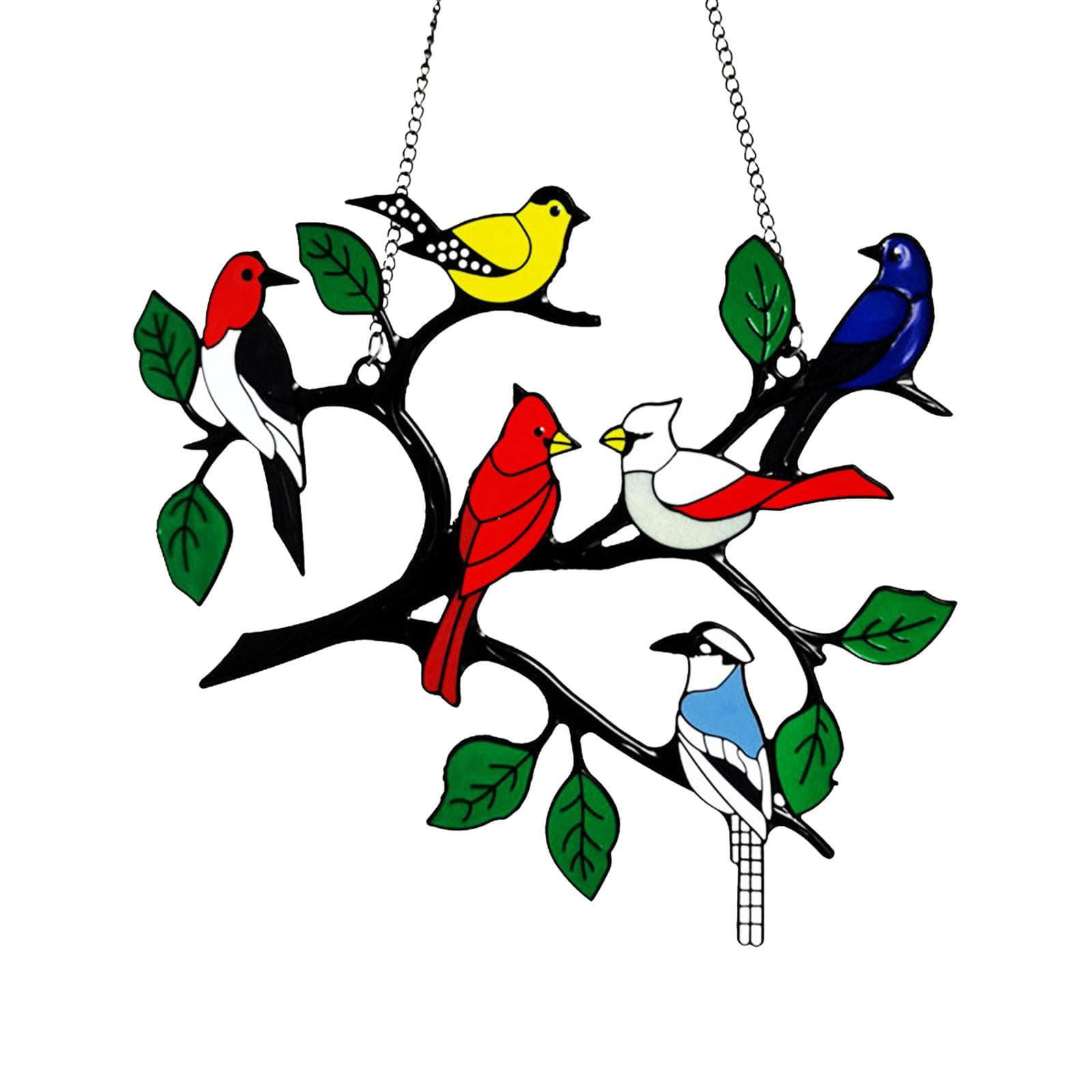 Suncatcher Window Hangings Multicolor Birds on a Wire Birds Stained Window Hangings Birds Pendant H45406-3