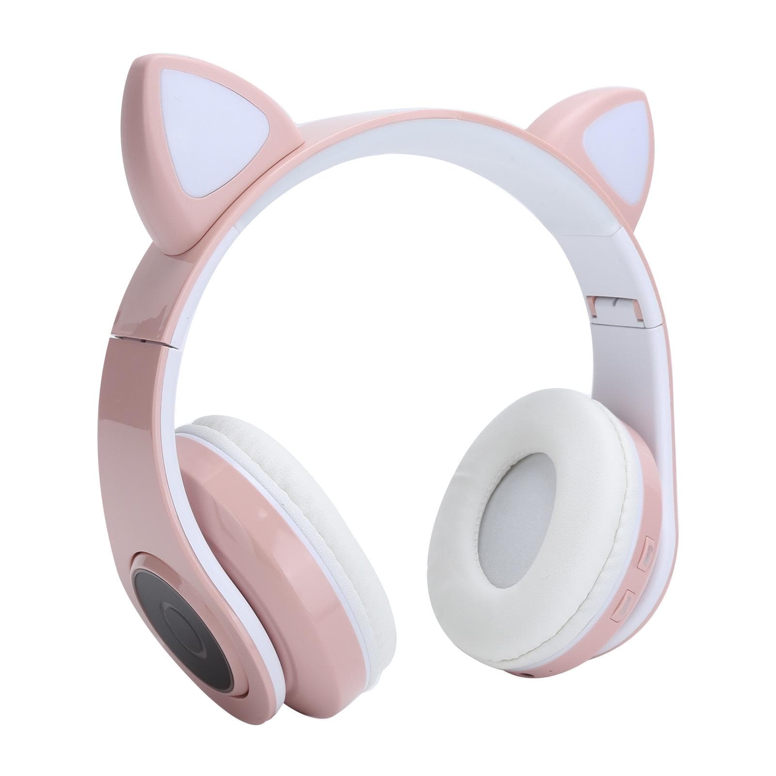 Bluetooth 5.0 Stereo Music Headphones Cat Ear Lighting Cute Headsets for Young PeoplePink Circle pink