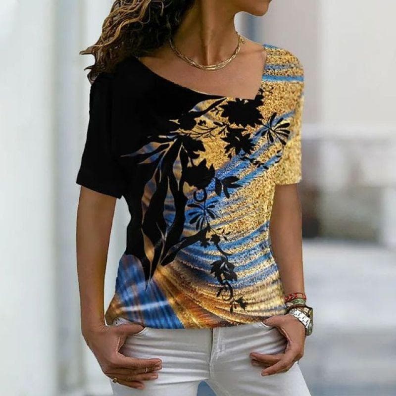 New Women's T-Shirts, Floral Print, Women's Clothing, Short Sleeve Tops, V-Neck Sweatshirts, Streetwear, Oversized T-Shirts, Ladies Tee XL