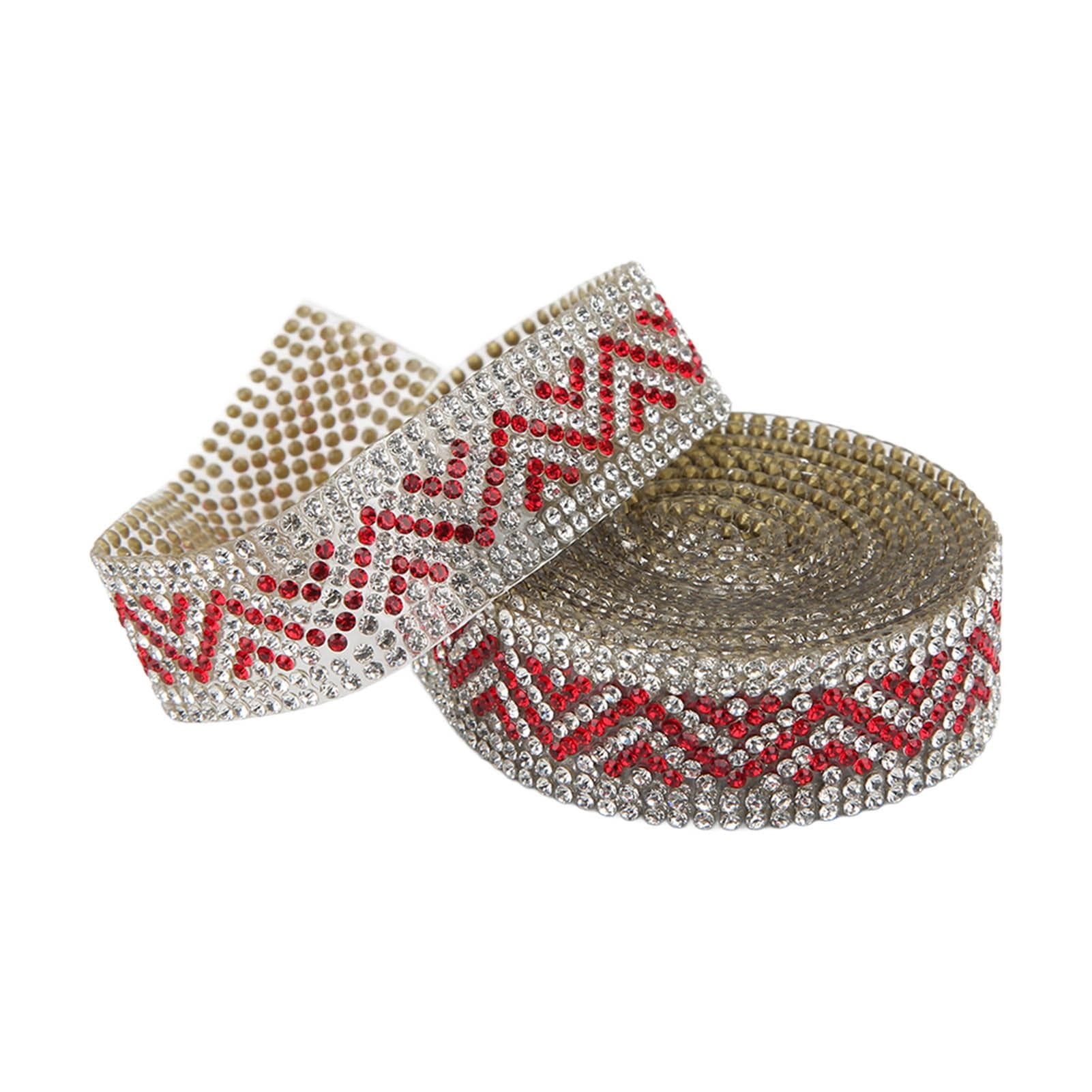 Rhinestone Chain 2 Yards 2cm Width Shiny Gloss Colours Texture DIY Crafts Ribbon for Wedding red