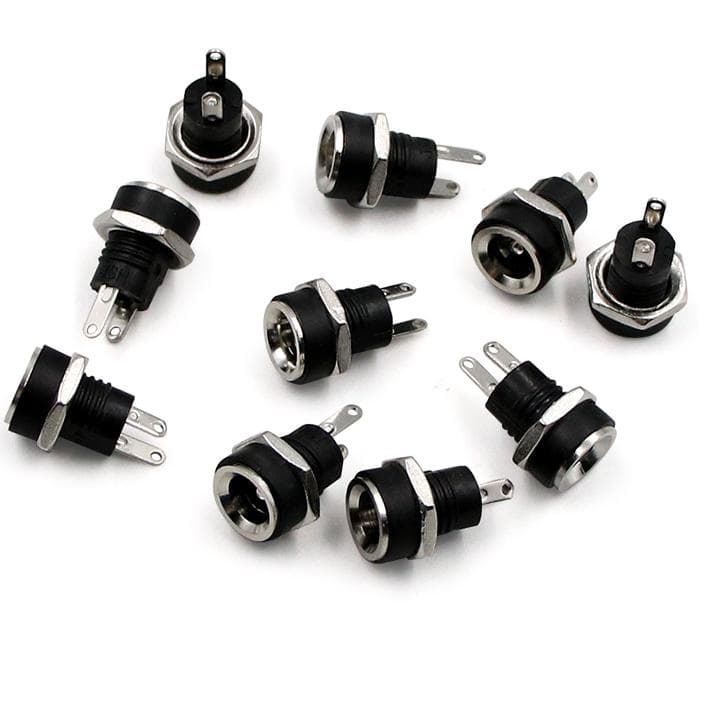 10-pack DC Power Socket Female Panel Mount Connector 5.5 Mm 2.1 Mm Plug Adapter 2 Terminal Types 10pcs