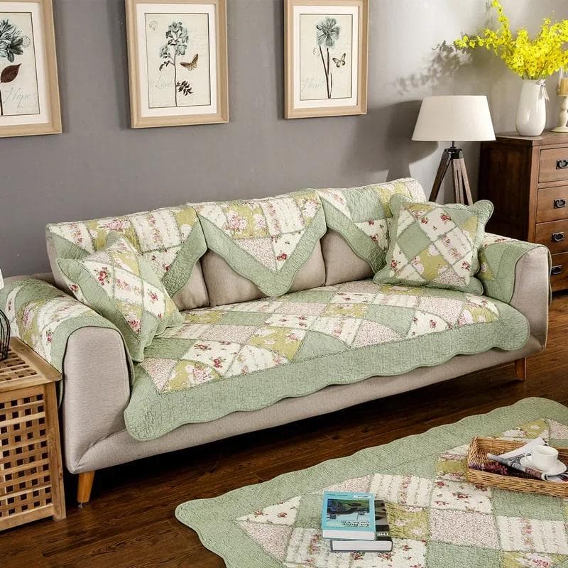 lattice pattern Anti Slip Sofa Cover Cushion Machine Washable Modular Fashionable Sofa Mat Fresh Small Floral Sofa Cushion Cover 70*70cm