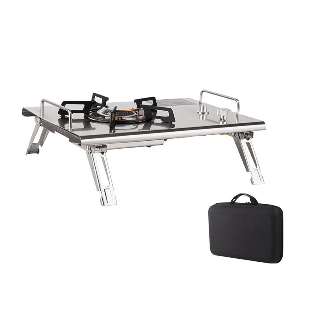 Outdoor Folding Cartridge Stoves Camping Picnic BBQ Tabletop Furnace 4000W High Power Embeddable silver