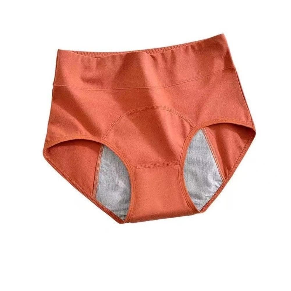 Leak Proof Period Pants High Waist Physiological Underwear Menstrual Briefs Overnight Protection M orange