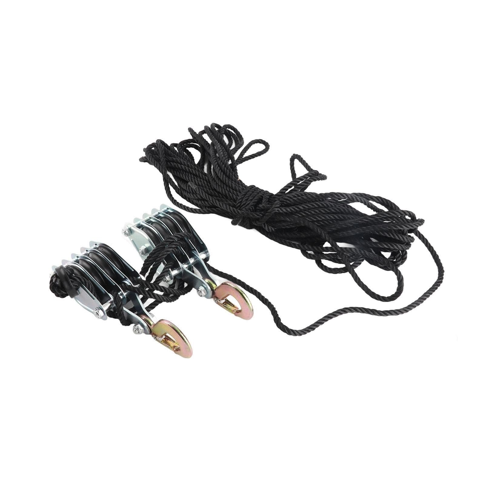 Rope Hoist Pulley System 4400lb 8:1 Ratio Lifting Power Heavy Duty Block Tackle for Lifting Heavy