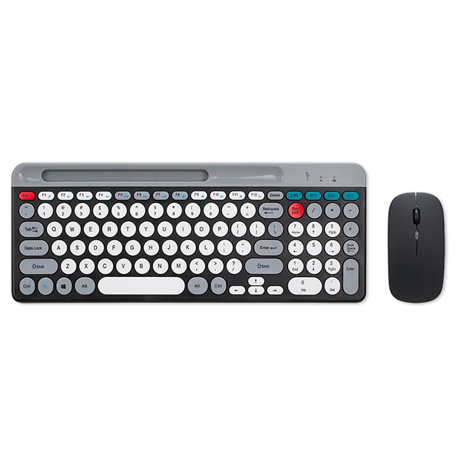 Dual-mode Wireless Keyboard & Mice Combo 2.4G BT5.0 Membrane Keyboard BT 3-Channels Can C Connect black
