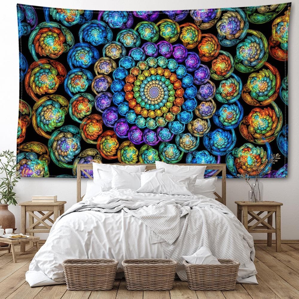Starry Sky Mandala Tapestry Wall Hanging Abstract Mysterious Witchcraft Mysterious Hippie Tapitz Living Room Bedroom Home Decor 95x73CM