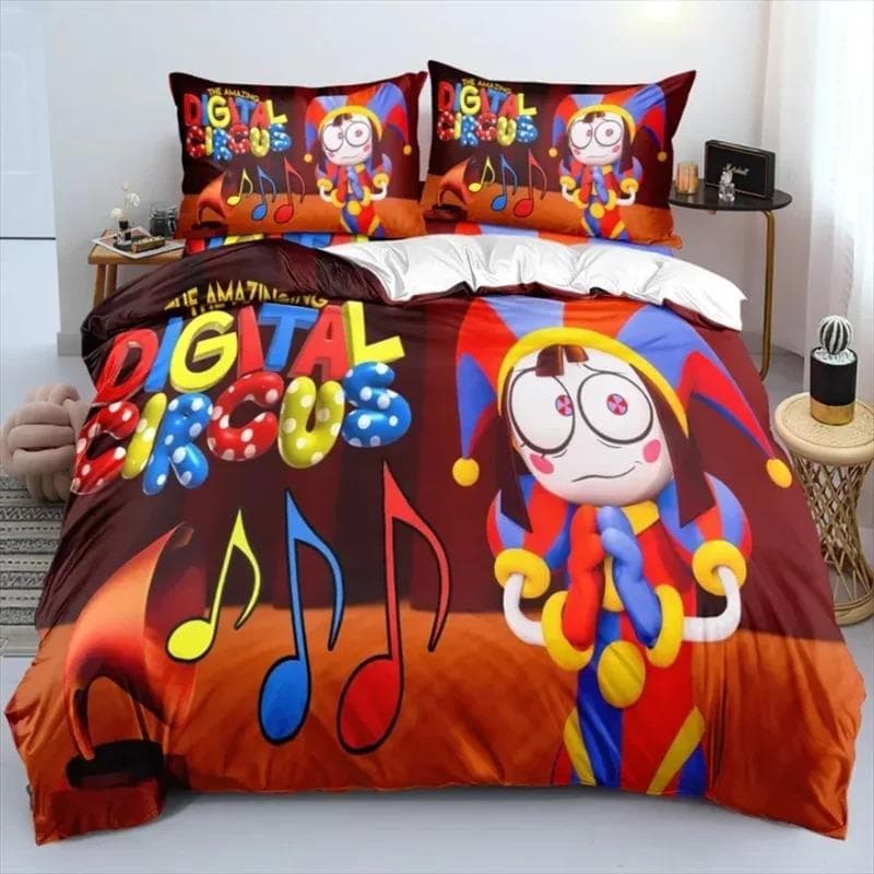 THE AMAZING DIGITAL CIRCUS Cartoon Bedding Set Double Twin King Duvet Cover Comforter Pillowcase Boys Girls Adults Bedroom 140x210cm 2pcs