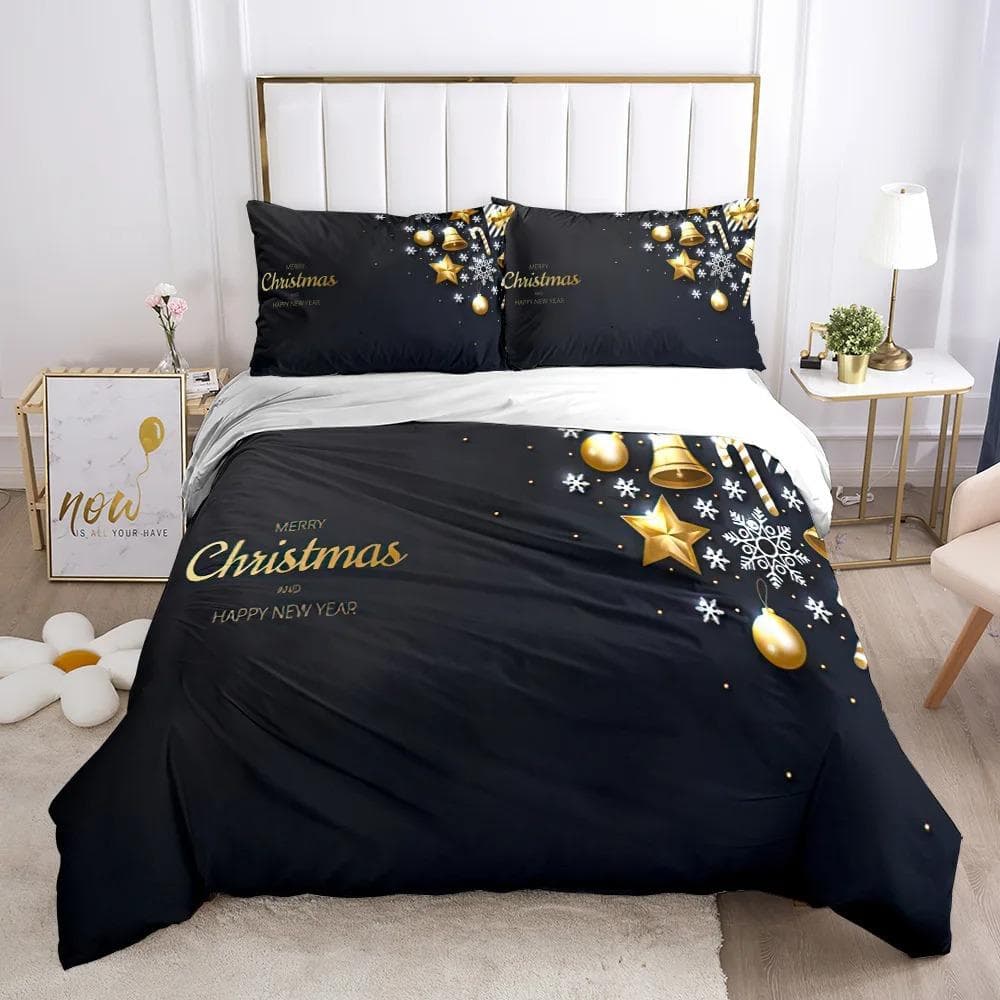 Chirstmas Duvet Cover Kid’s Bedroom 3D Cartoon Merry Chirstmas Twin Bedding Set Polyester Santa Claus Happy New Year Quilt Cover 70x133cm 2pcs