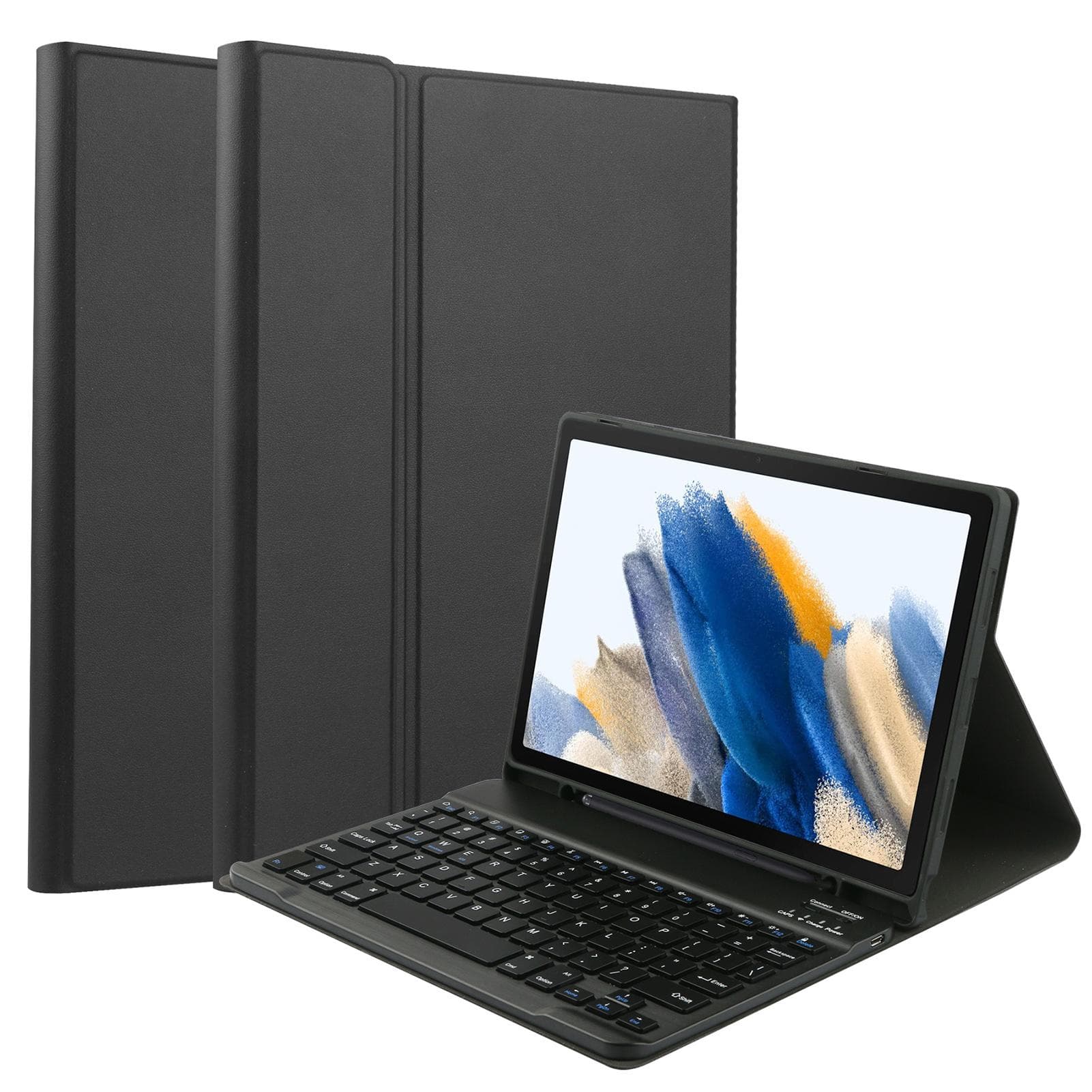 Detachable Tablet Protective Case with BT Keyboard Pen Slot Compatible with Samsung Galaxy Tab A8 without touchpad black