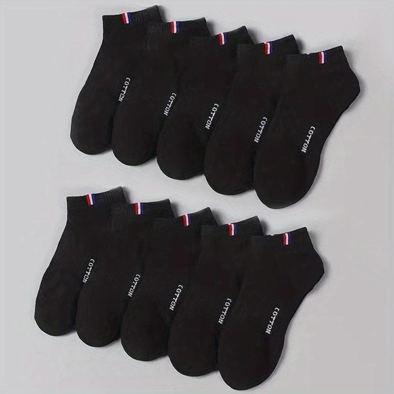 5/10 Pairs of High-Quality Soft and Comfortable Men's Sports Socks Summer Sweat Absorbing Breathable and Casual Socks One Size
