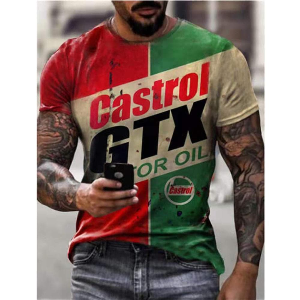 2022 Summer Vintage Men's T Shirt 3d Retro Motorcycle Oversized Tshirts For Men Clothing Biker Racing T-shirts Motor Tees Tops 2XL