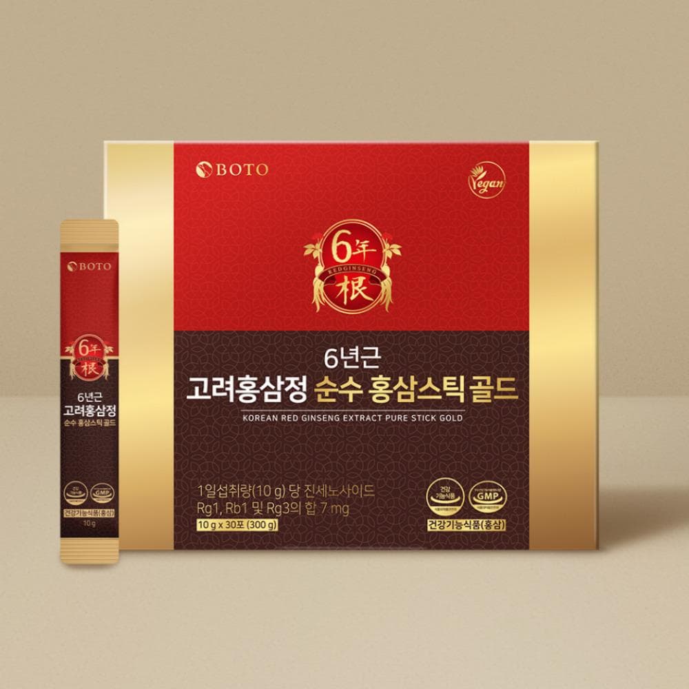 [BOTO] Korean 6-year-old Red Ginseng Extract Pure Stick Gold 10g X 30 Sticks / 100 Sticks gift box 30 sticks (Gift Box)