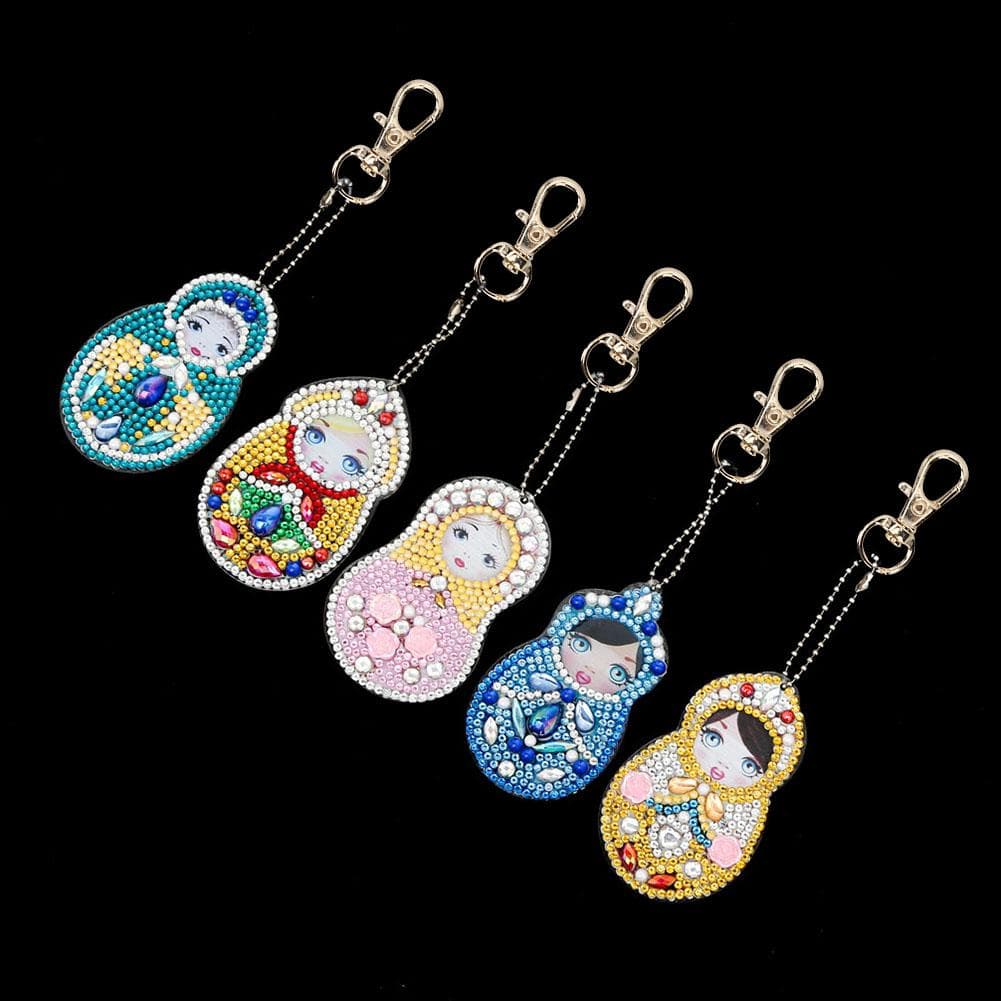 Diamond Painting Keychain DIY Cartoon Doll Pattern Full Diamond Key Ring Bag Ornament Jewelry Gifts