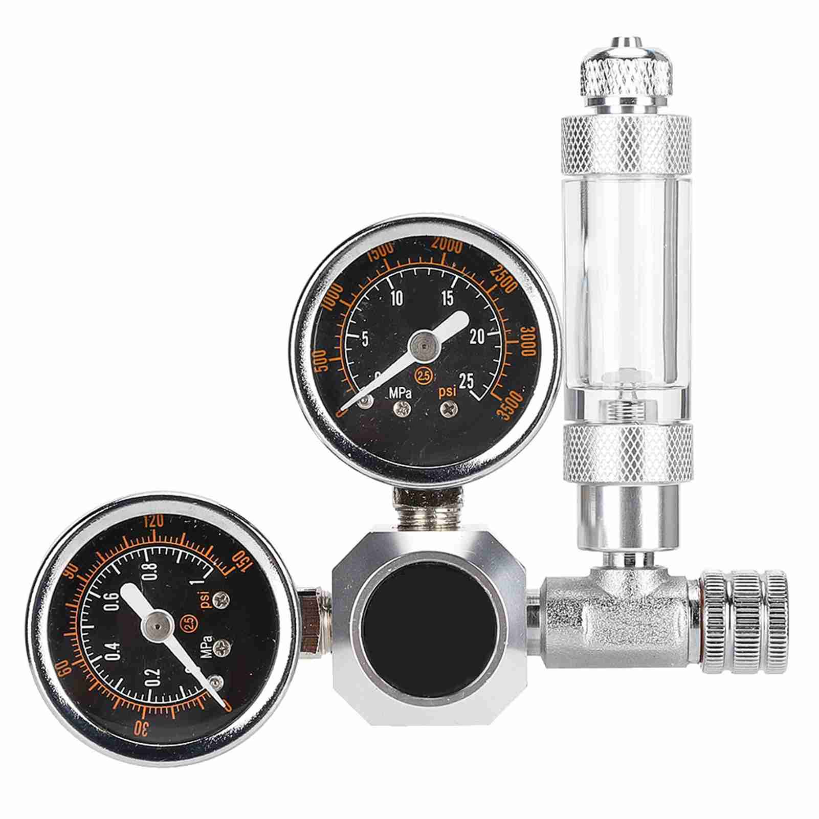 CO2 Regulator Aquarium Dual Gauge Display with Bubble Counter and Check Valve(G5/8)