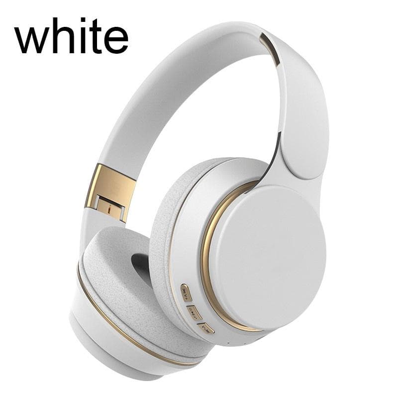 Foldable Wireless Bluetooth 5.0 Stereo Headphones Noise Audio Headset for Sports Music Player with HD Mic Support TF Card For iphone Samsung Xiaomi white