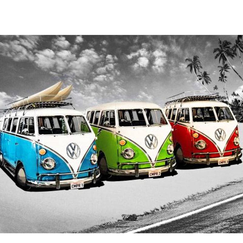 5d Diy Diamond Painting Cross Stitch Car Up Embroidery Bus Set Full Round Drills Colorful Autos 20X30CM