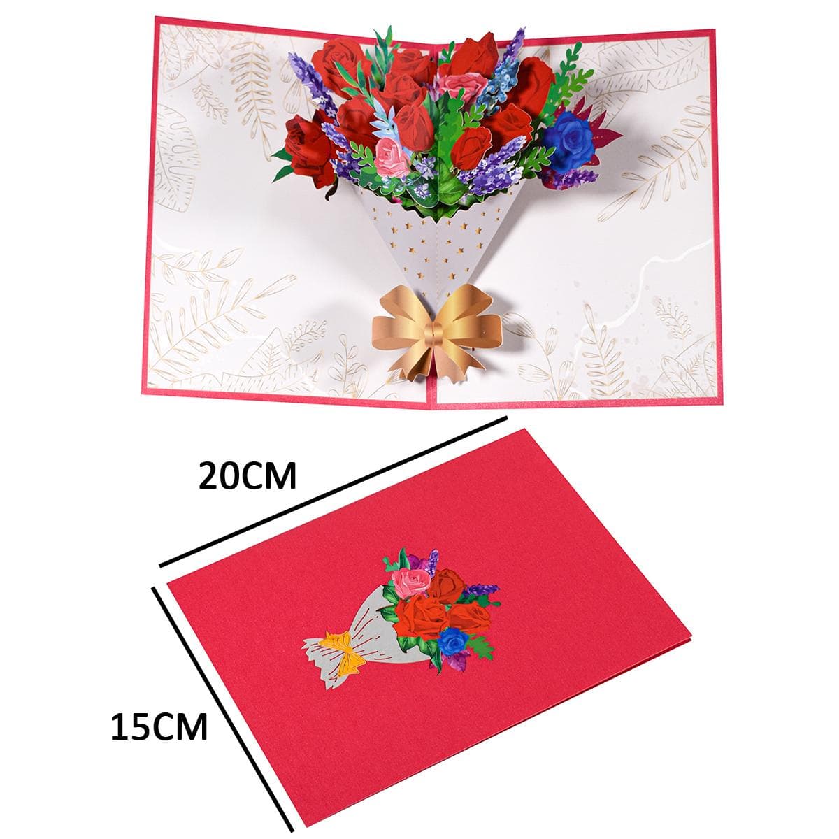 3D Flowers Pop-up Card for Mother's Day, Birthday, Sympathy, All Occasions red