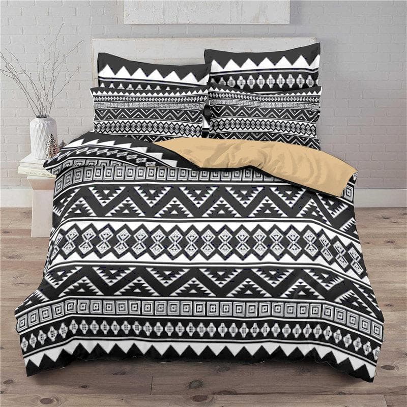 Geometric Bedding Set Bohemian Style Microfiber Abstract Pattern Print Duvet Cover With Pillowcases Teens Adults Bedroom Decor EU single(135x200cm)