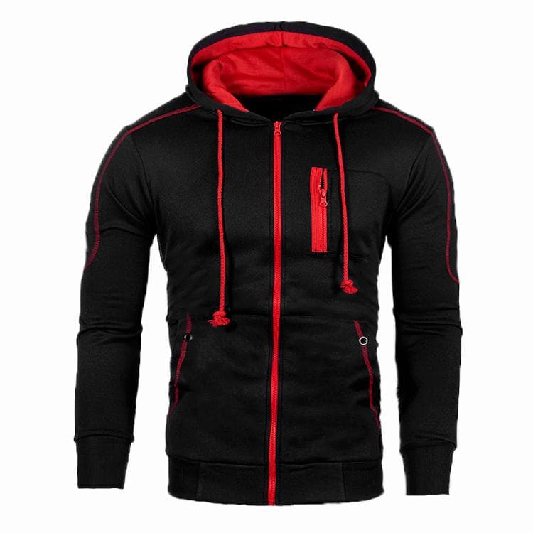 Men's Fashion Hooded Zipper sport Jacket Casual Slim Fit Sweatshirt Type Men's 2XL black