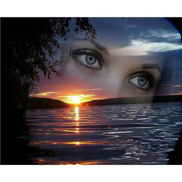 Diy Diamond Painting People Eyes Canvas Diamond Cross Stitch Sets Crystal Needlework Landscape 40X50CM