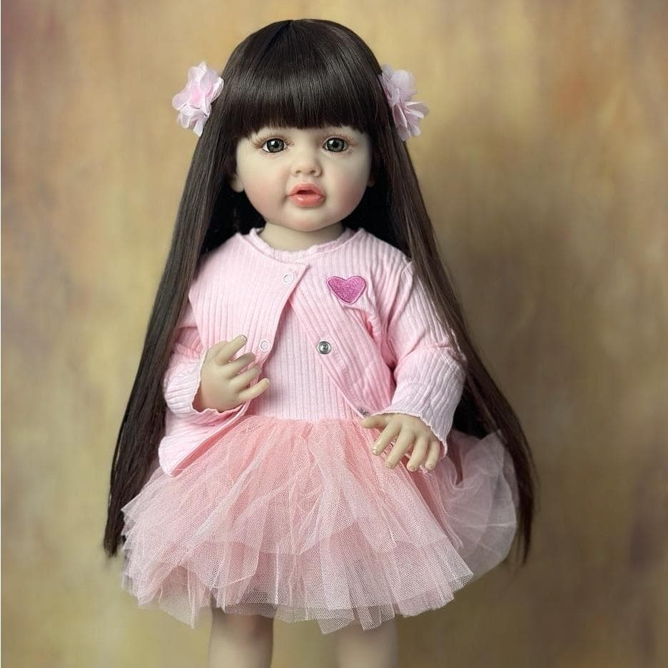 BZDOLL 55 CM 22 Inch Reborn Baby Realistic Stand Girl Doll Full Soft Silicone Body Princess Toddler Bebe Birthday Gift same as pictures white