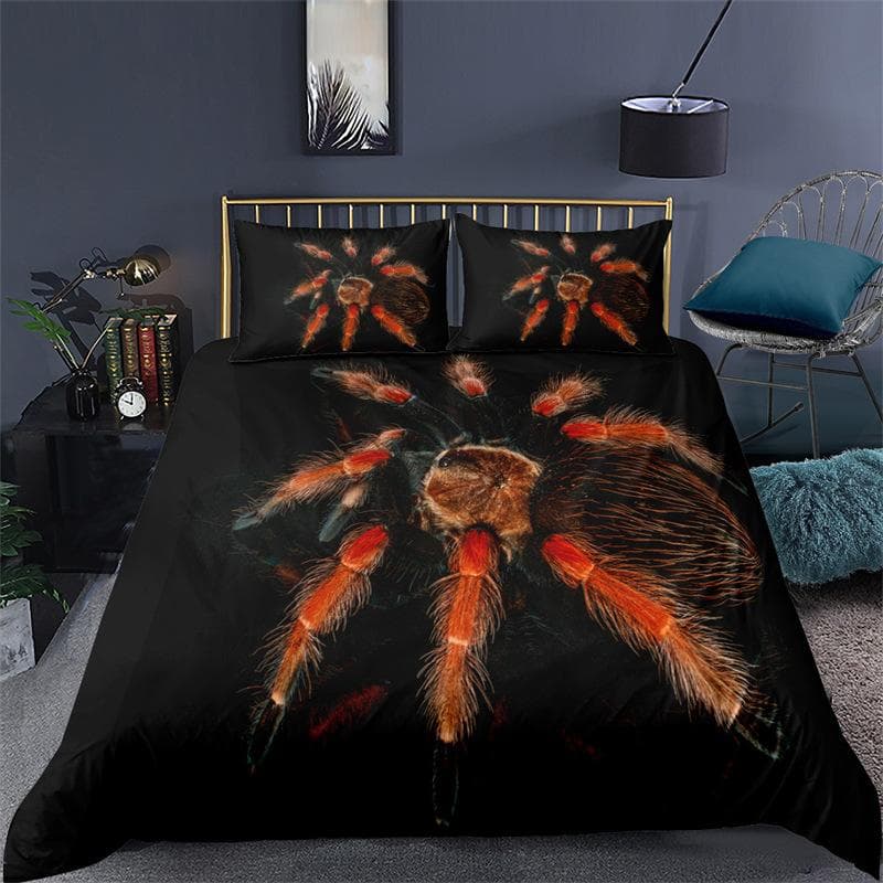 Scary Spider Bedding Set Queen Size Soft 3D Print Duvet Cover Set Halloween Theme Comforter Cover With Pillowcases Bedroom Decor EU single(135x200cm)