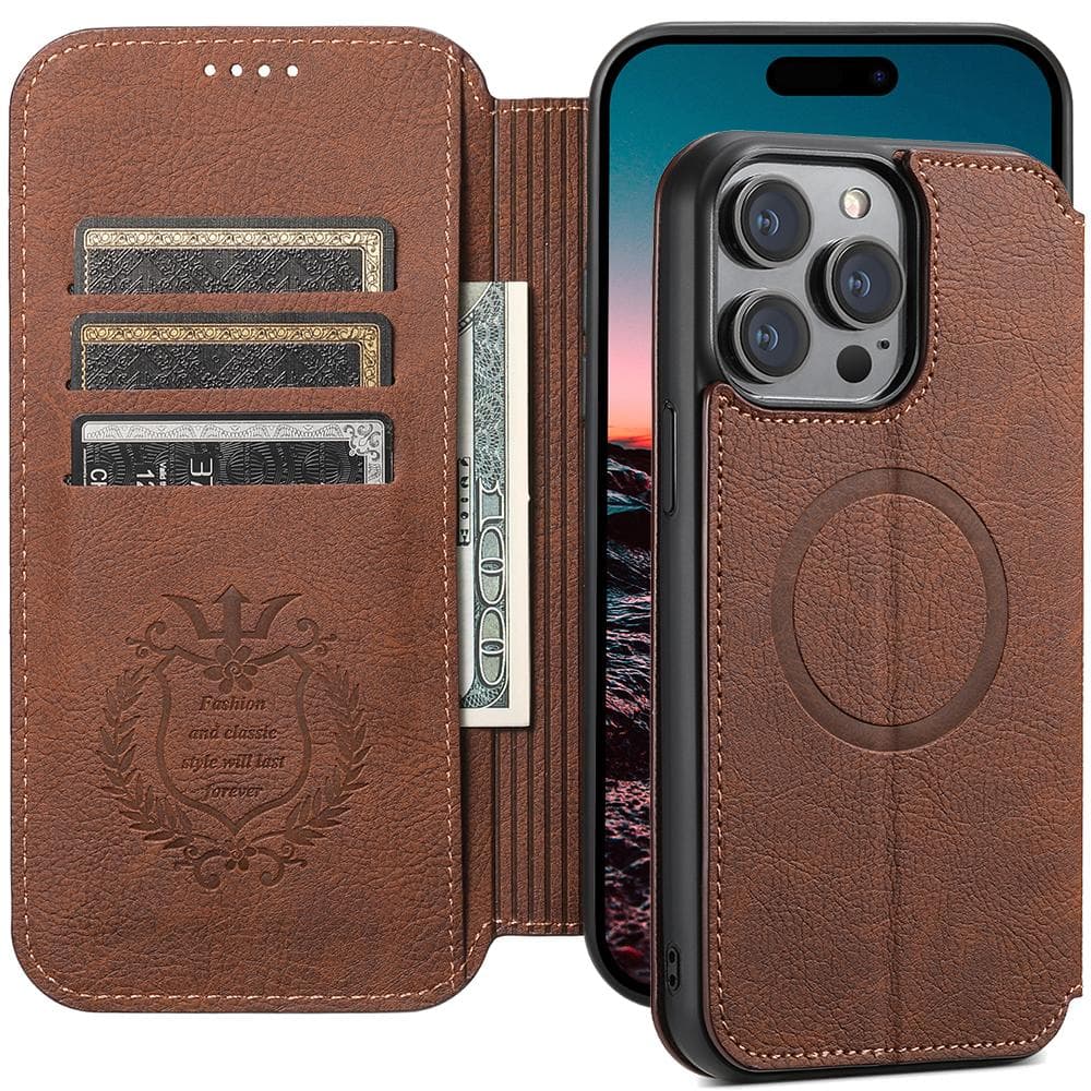 SUTENI Magsafe Leather Luxury Phone Case For iPhone 12 13 14 15 Pro Max Plus Ultra Flip Wallet Card Holder iPhone12Pro