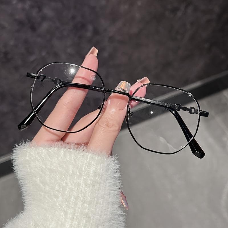 Women's Lightweight Geometric Metal Frame Glasses Anti Blue Light Rose Gold Korean Style Minimalist Everyday Wear