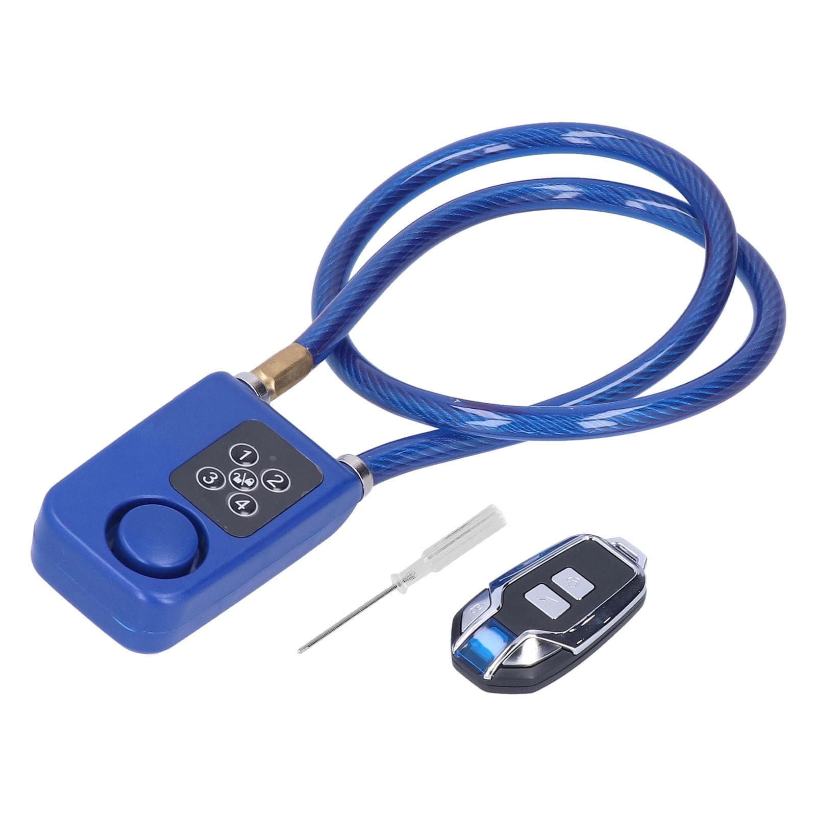 Alarm Lock Password Remote Control 4 Digit 110dB IP55 Waterproof Keyless Anti Theft for for Bike blue