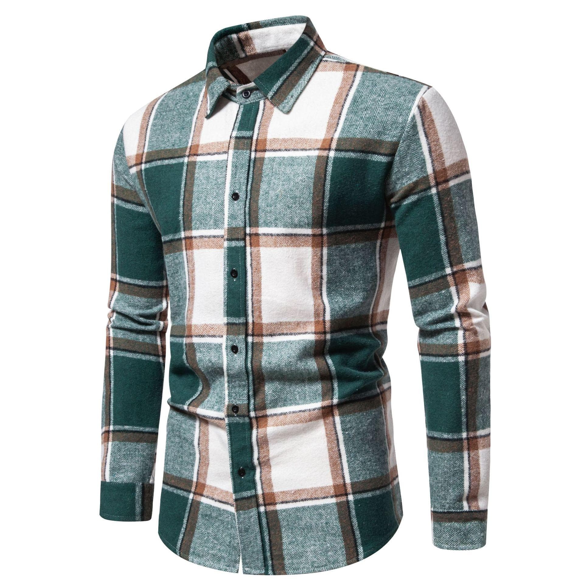 Men's Classic Retro Plaid Shirts Long Sleeve Shirt Jacket Casual Business Plaid Shirt for Men Lightweight Work Lapel Shirts XL green