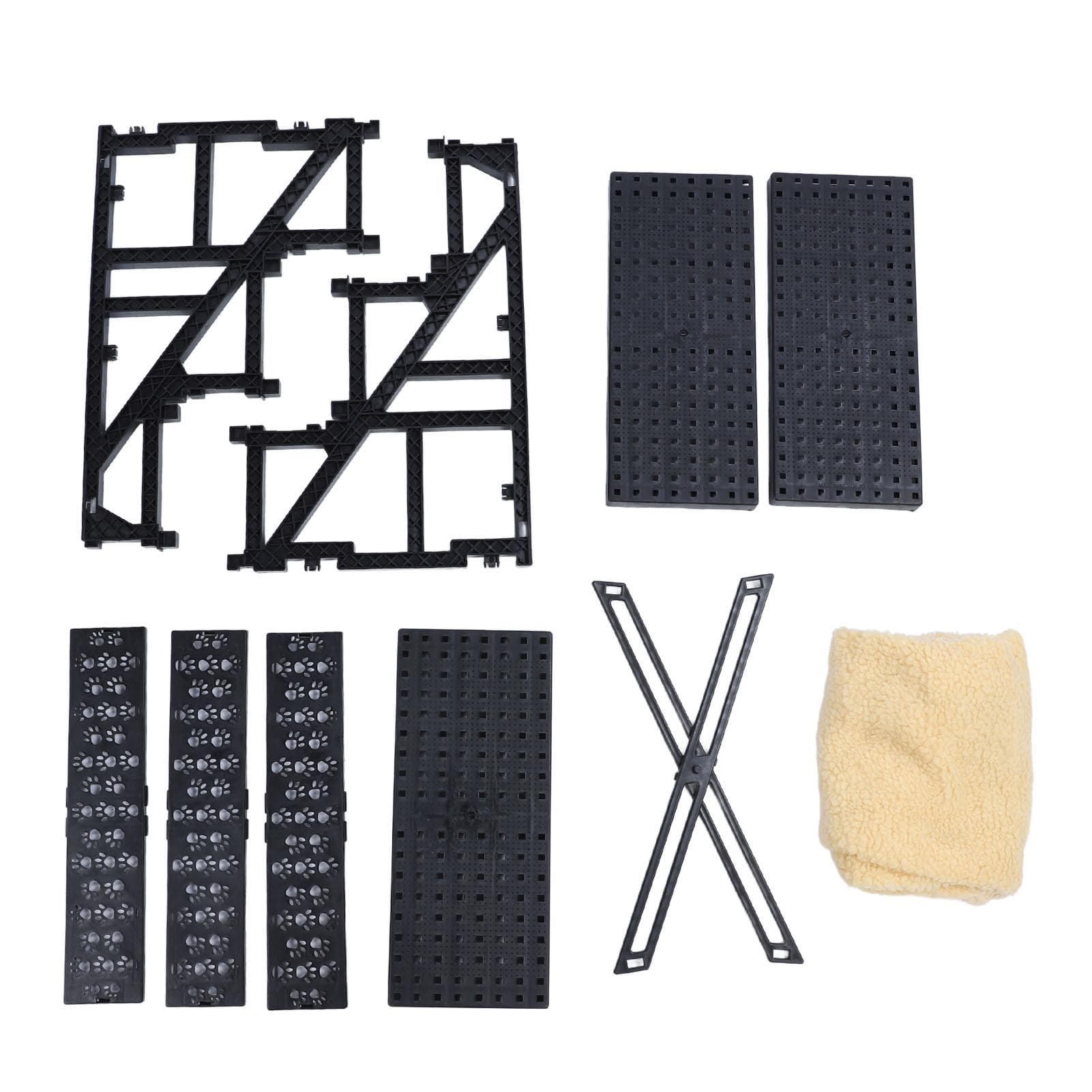Dog Ramp Steps Easy to Assemble Anti Slip Strong Friction Plastic Soft Fabric Portable for Beds yellow