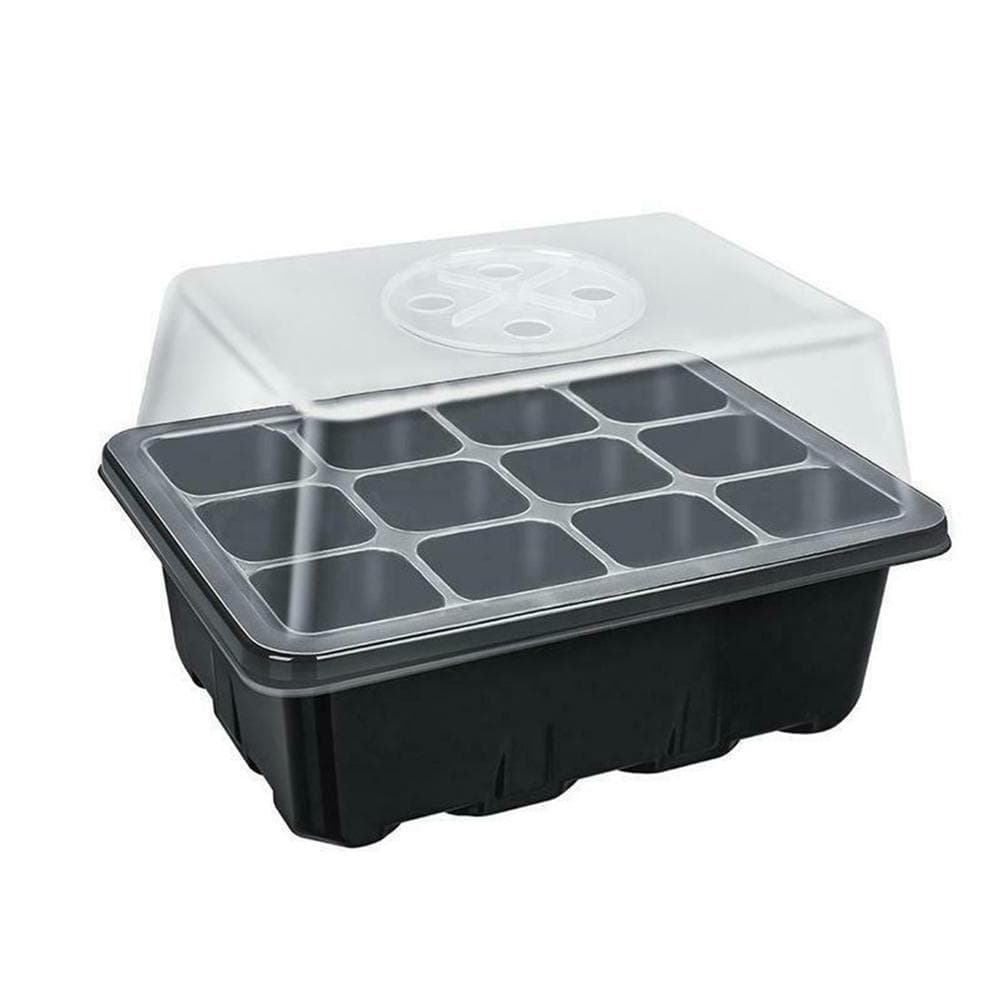 Seedling Stater Tray 12 Hole Home Garden Balcony Nursery Seedling Tray Plant Growing Holder Plate black