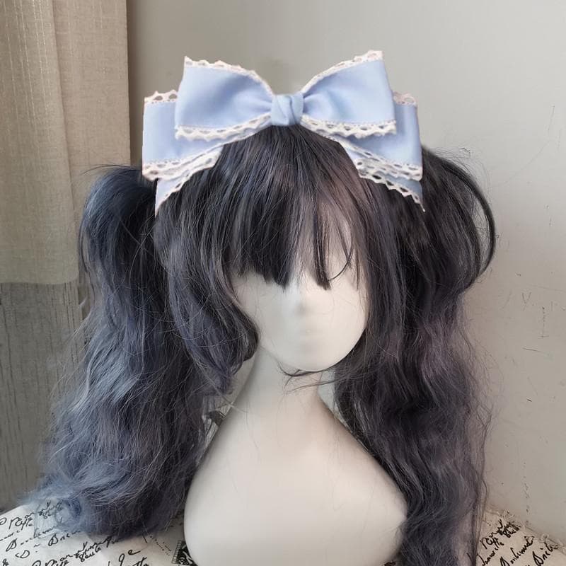 Lolita Headpiece Lolita Headband Doll Big Bow Hairpin Maid Handmade Cosplay Accessories Anime Hair Accessories light blue