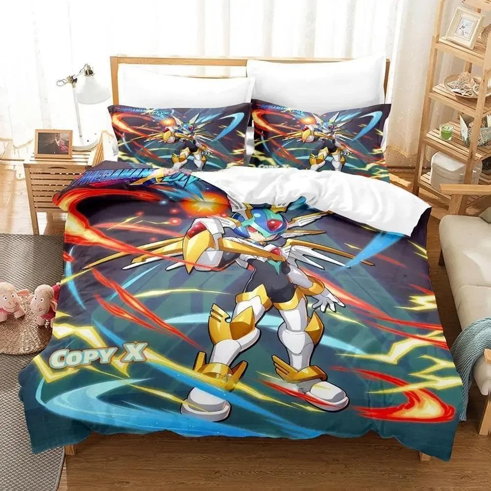 Mega Man X DiVE Bedding Set Single Twin Full Queen King Size Bed Set Adult Kid Bedroom Duvet cover Sets 3D Anime Bed Sheet Set 70x133cm 2pcs