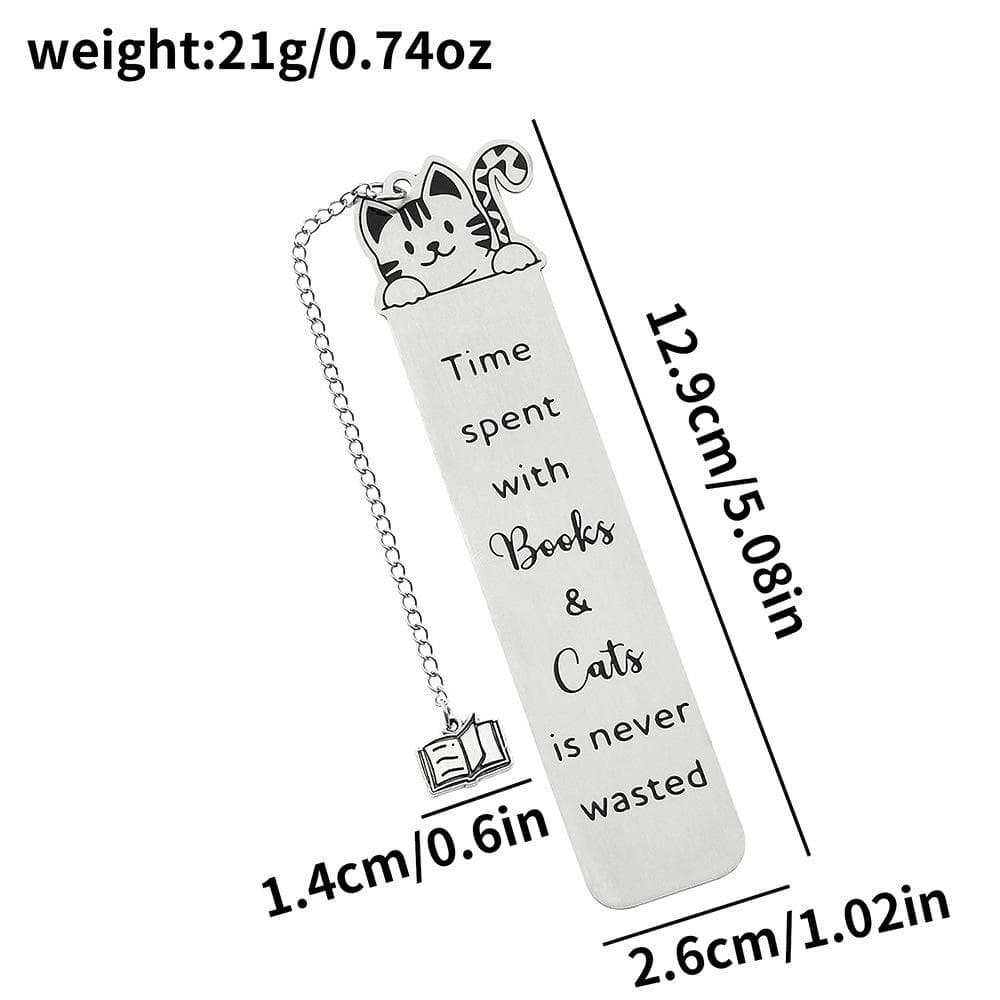1Pcs Cute Cat Book Mark Stainless Steel Metal Bookmarks for Book Lovers Readers Friends School Supplies Reading Markers