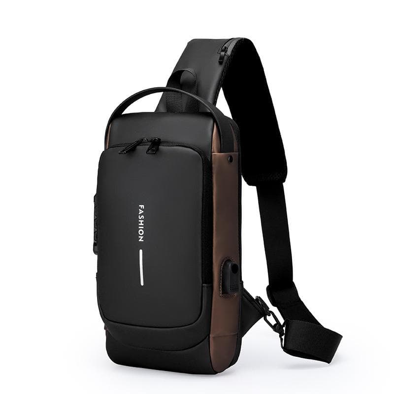 Men Sling Bag Pack with Lock Waterproof Antitheft Chest Bag with USB Charging Port Shoulder Bag