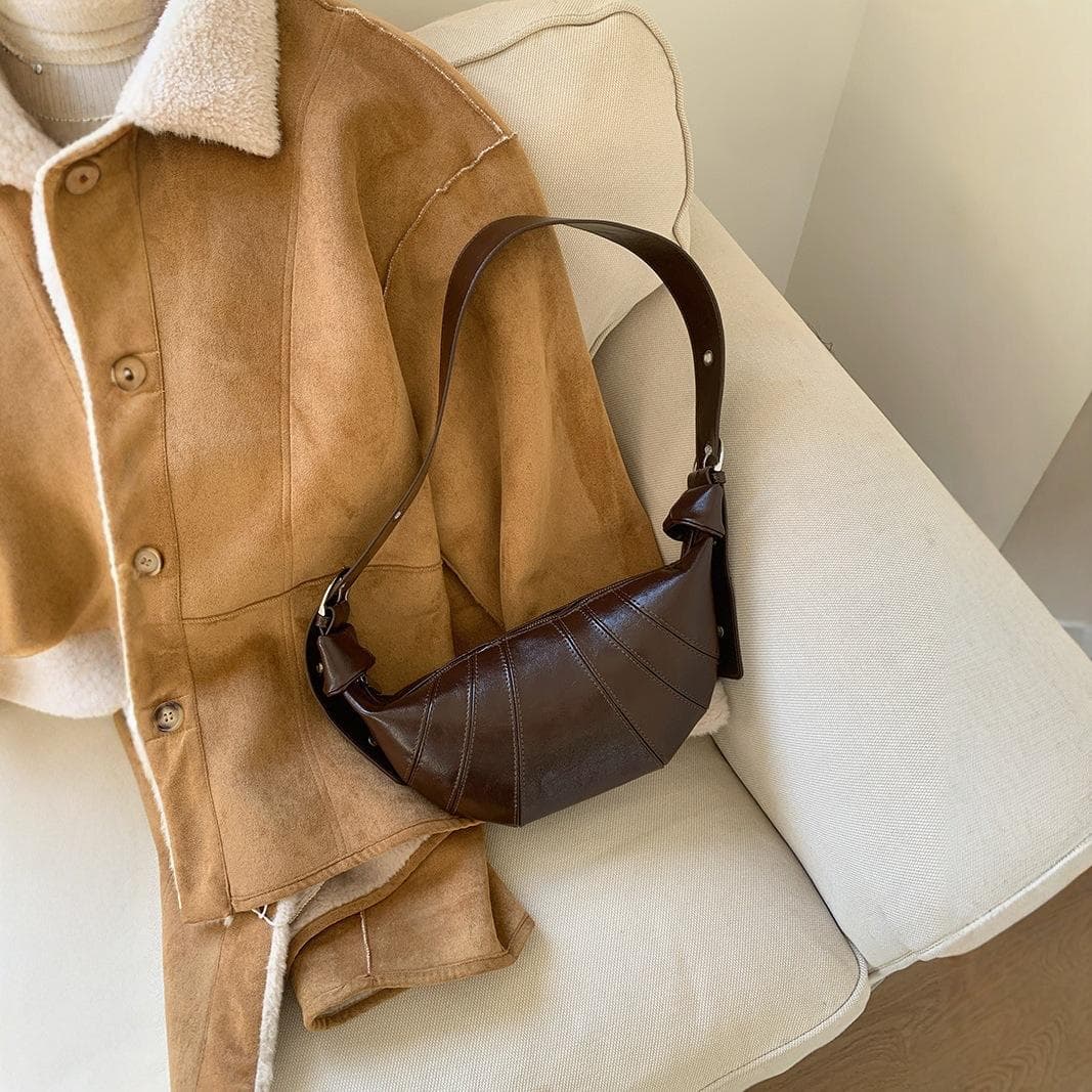 Vintage Coffee Color Bag Female Underarm Bag Autumn and Winter Fashion All Crossbody Bag Dumpling Bag