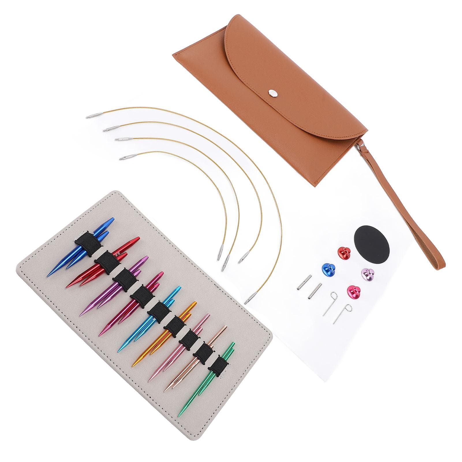 9 Pairs Circular Knitting Needle Set Interchangeable with Case Stainless Steel for Beginners