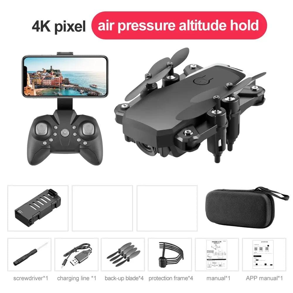 New LF606 Drone WIFI FPV Mini Drone with Wide Angle HD 4K 1080P Camera Altitude Hold RC Helicopter Foldable Quadcopter Drone Gift 4K Camera black