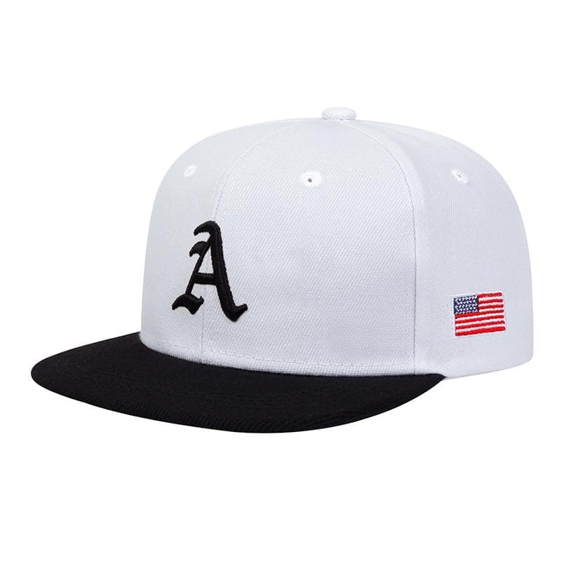 Children Gothic Letter A Side American Flag Embroidery Baseball Hat Boys and Girls Flat Top Hip Hop Caps Golf Cap Leisure Sports Hats white
