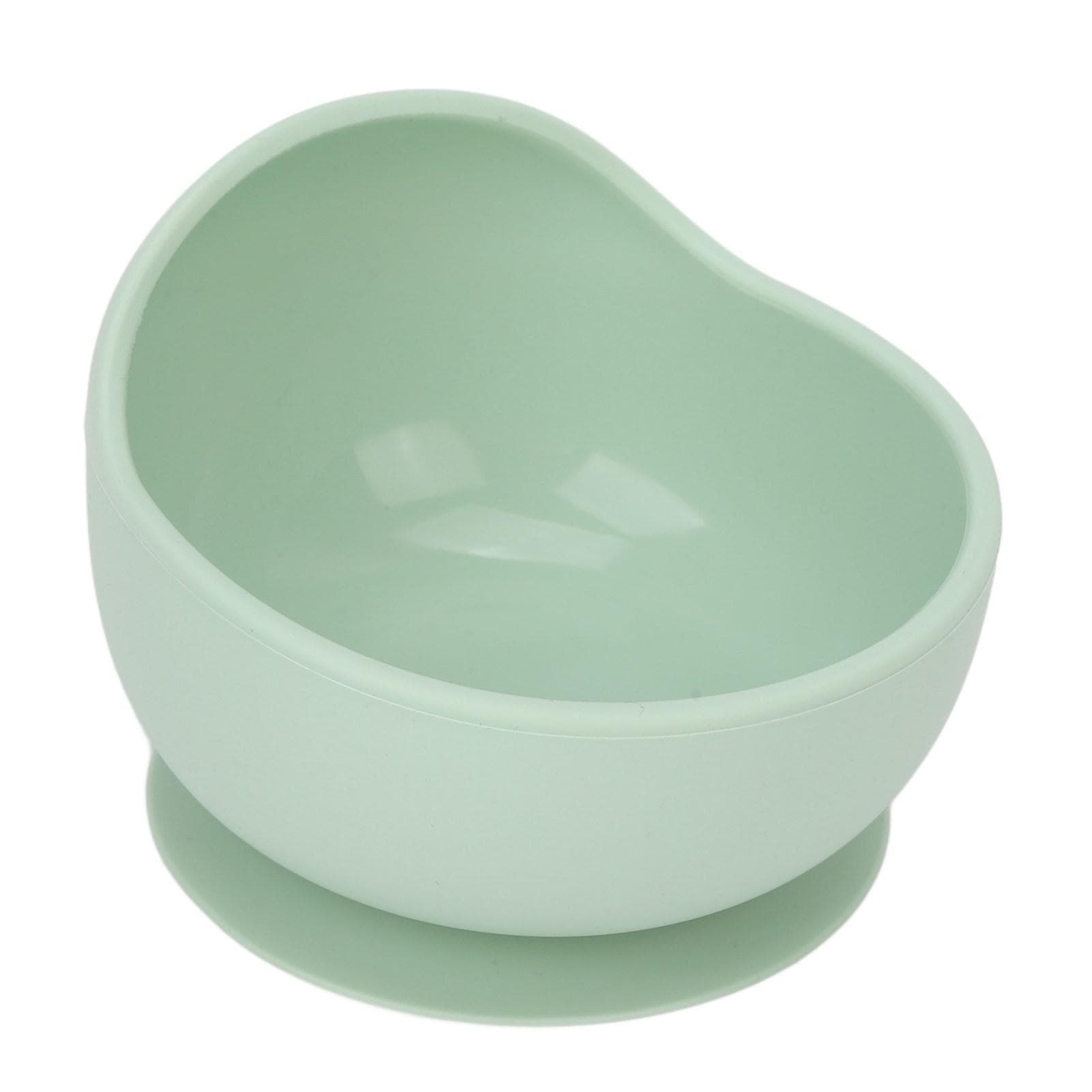 Elderly Silicone Bowl Children Portable Safe Soft Bowl with Suction Cup Tableware for Home L(for 6.5-9kg) green