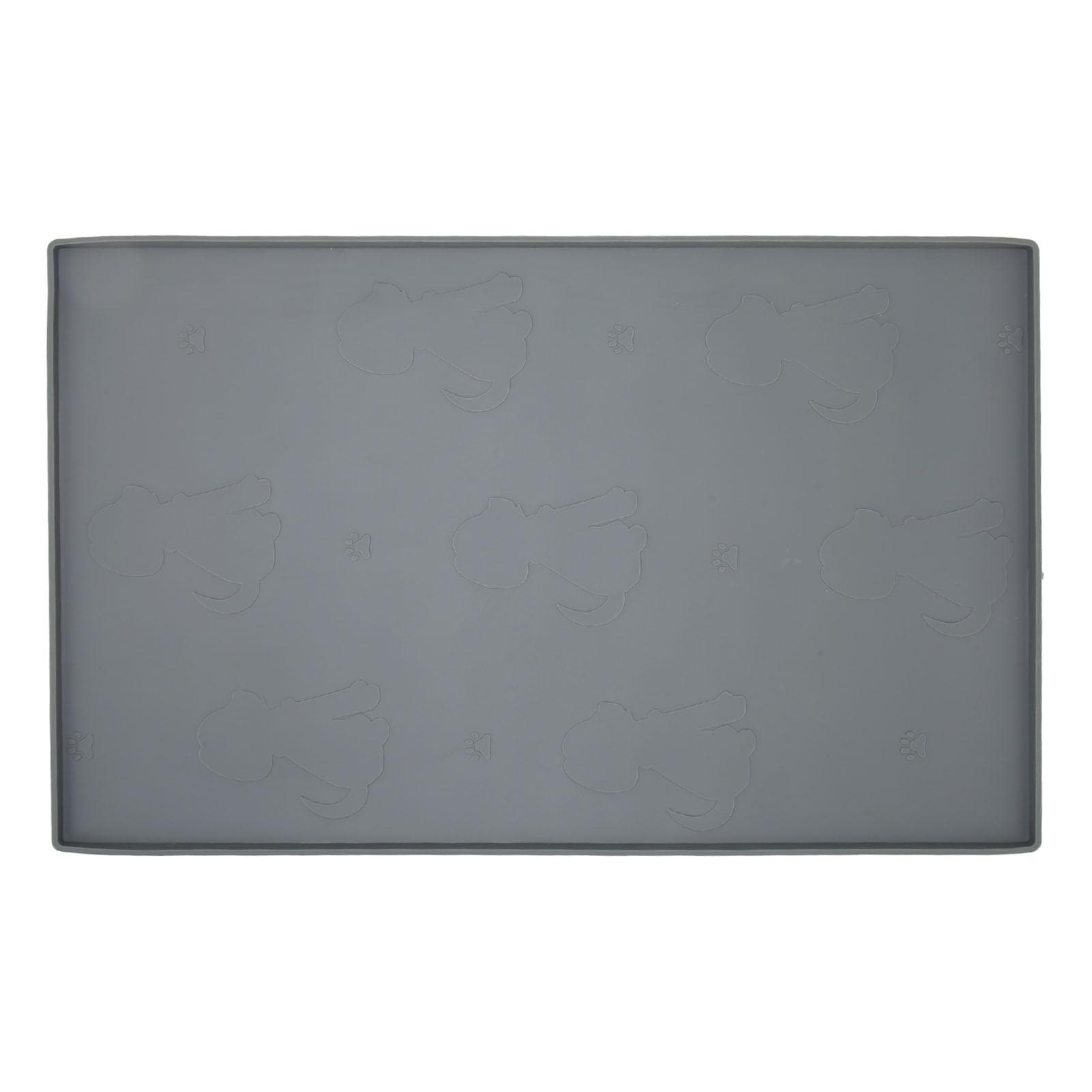 Pet Feeding Mat Puppy Pattern Waterproof Slip Resistance Small Food Grade Silicone Dog Food Mat for gray