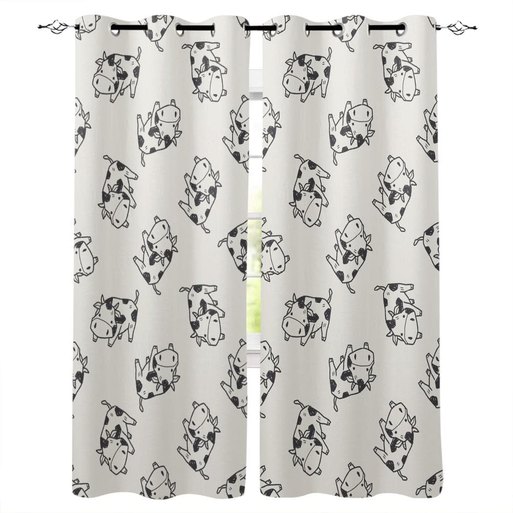 Cow Texture Kitchen Curtains Bedroom Decor Items Curtain Panel Window Curtains for Living Room 135W x 60H(cm)