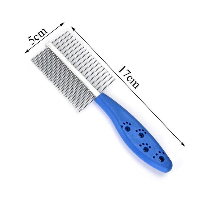Professional Pet Combs Hair Remover Stainless Steel Teeth Dual-Sided Brush Cat Dogs Grooming Cleaning Tools For Short Long Hair blue