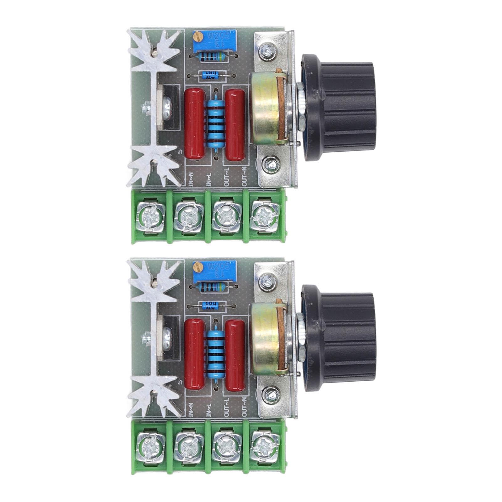 2PCS 2000W 220V AC SCR Voltage Regulator Adjustable Motor Speed Control Module Knob Potentiometer