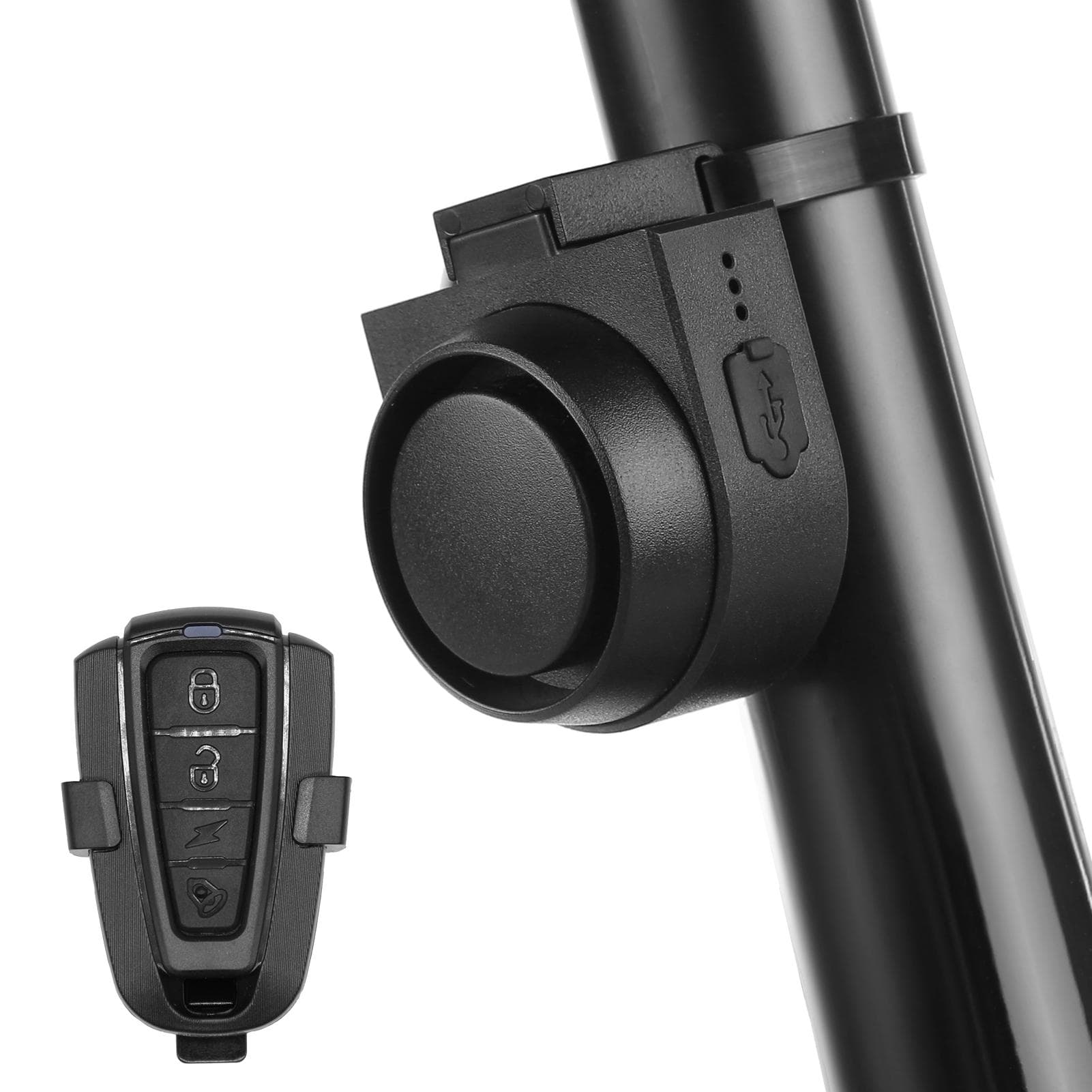 Wireless Bike Horn 115dB Loud Bicycle Anti-theft Horn IPX5 Bicycle Alarm Bell with 5 Sound Modes 3 black