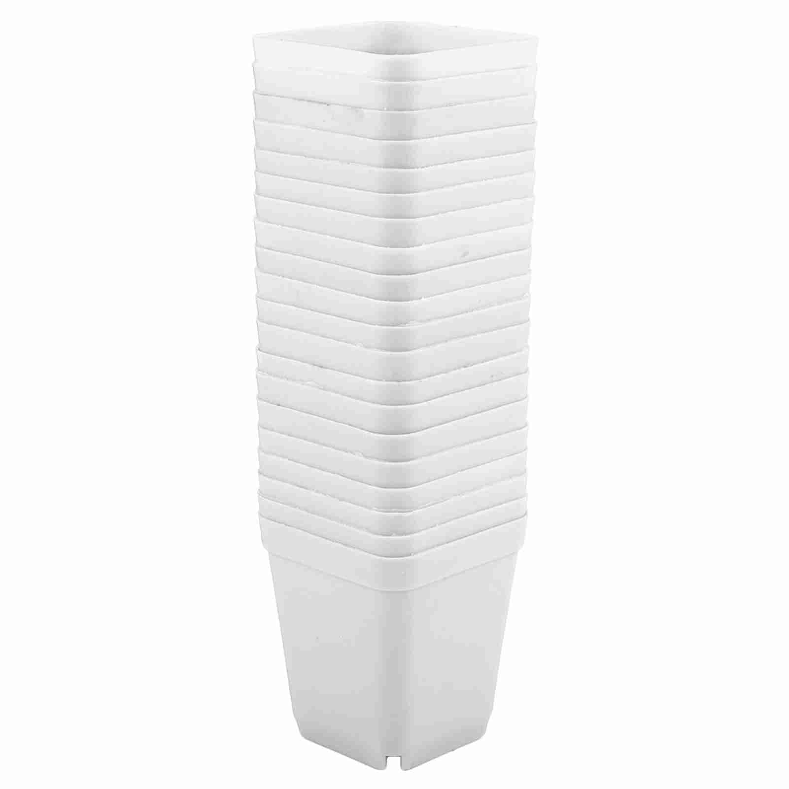 20pcs Mini Modern Succulent Plant Pots Small plastic Containers, Scrub square Pots(White) White