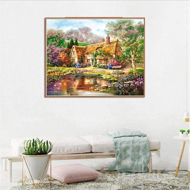 Diy 5d Diamond Painting Beautiful Flower Town Diamond Mosaic Picture Embroidery Pattern Embroidery 20X30CM